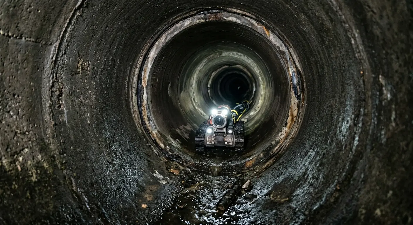 Robotic sewer camera inspecting pipe interior for Drain Snake Service in Middle River